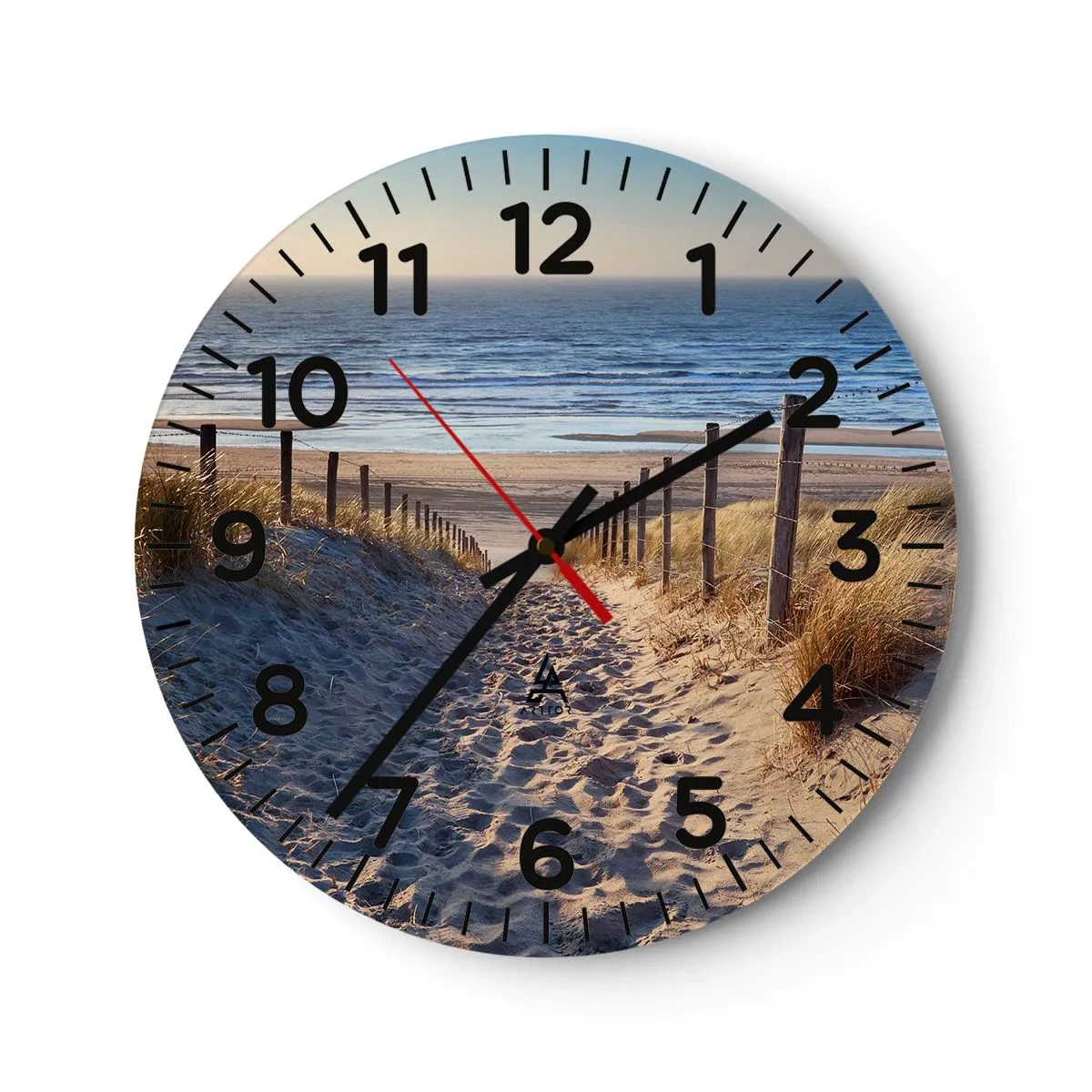 Horloge murale - Pendule murale - Le bruit de la mer, le chant des oiseaux, une plage sauvage parmi les herbes… - 40x40 cm