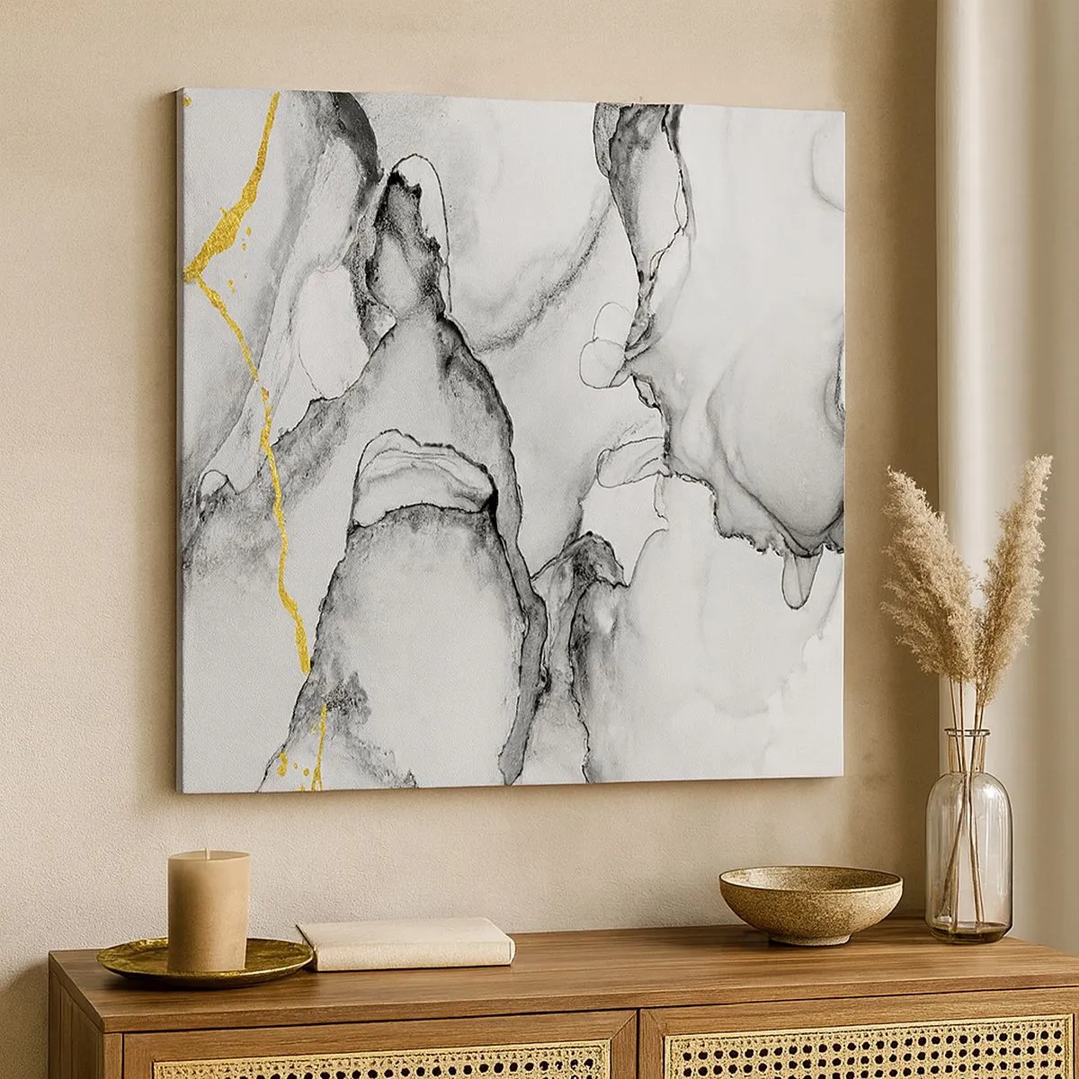 Impression sur toile - Image sur toile - Composition à motif or - 30x30 cm