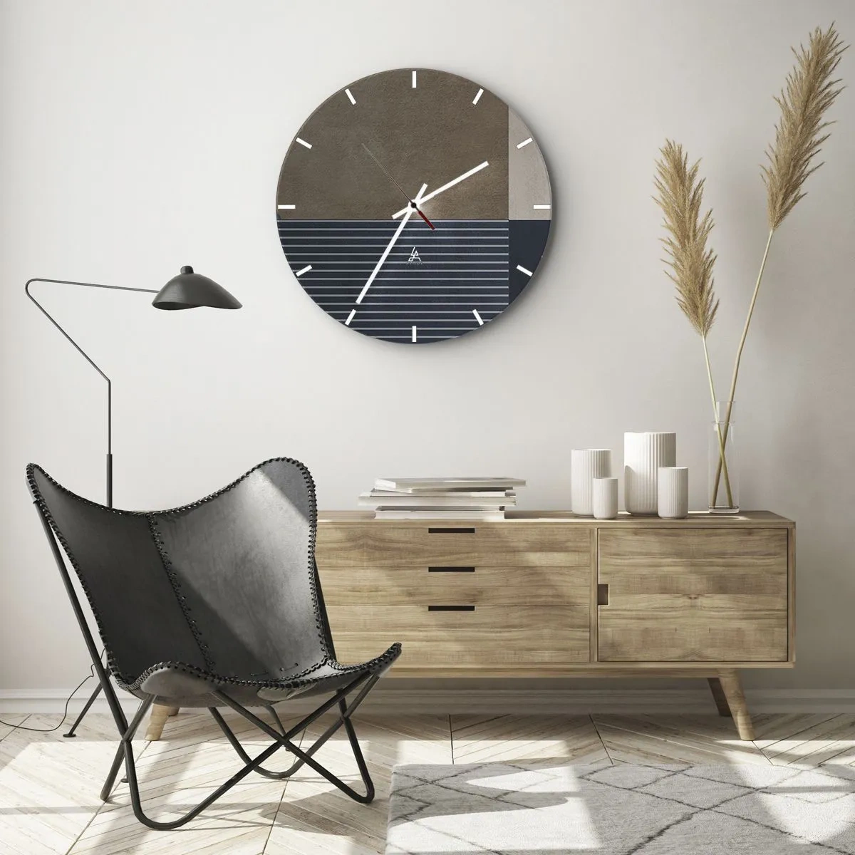 Horloge murale - Pendule murale - Composition simple et en rondeur - 40x40 cm