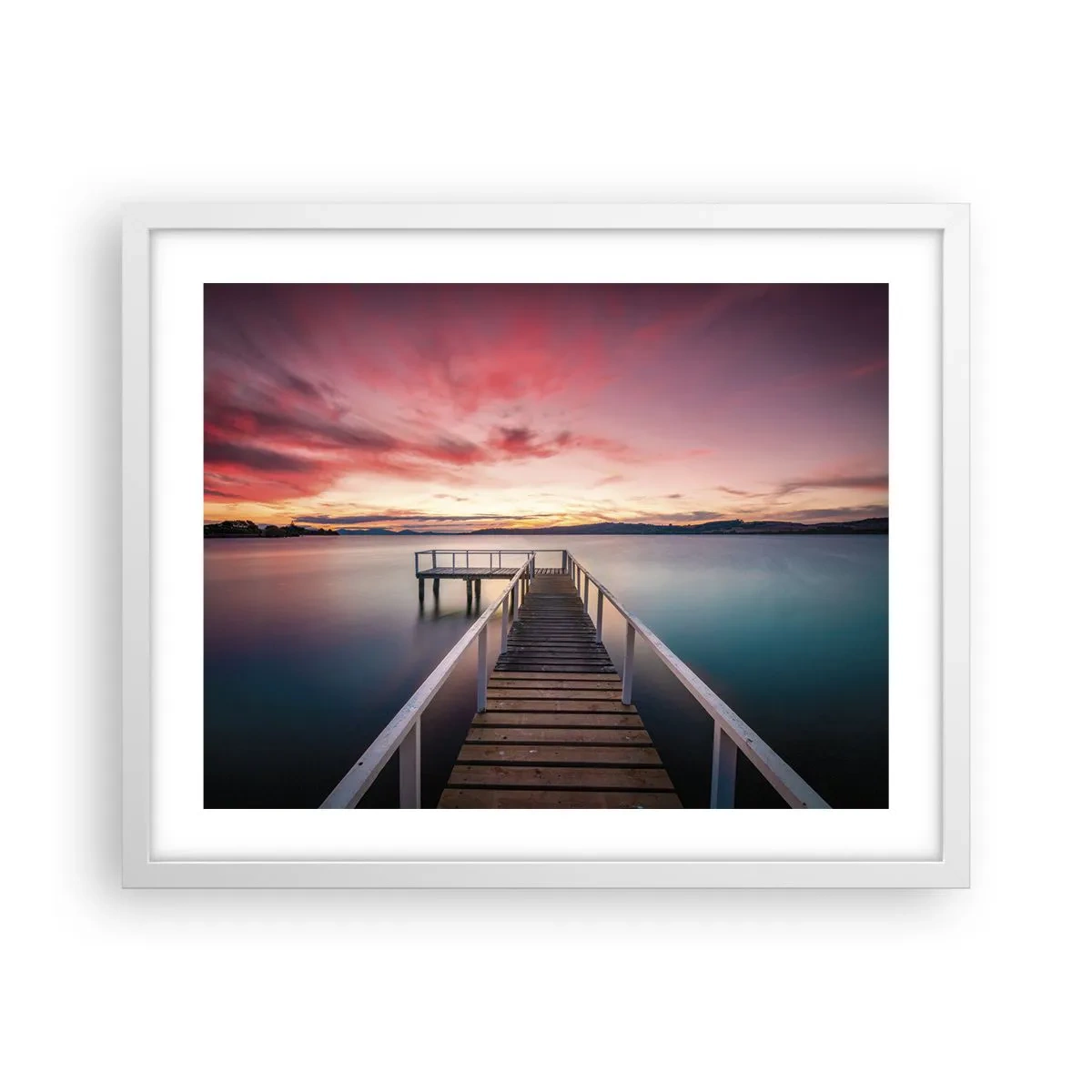 Affiche dans un cadre blanc - Poster - La douce flamme du soir - 50x40 cm