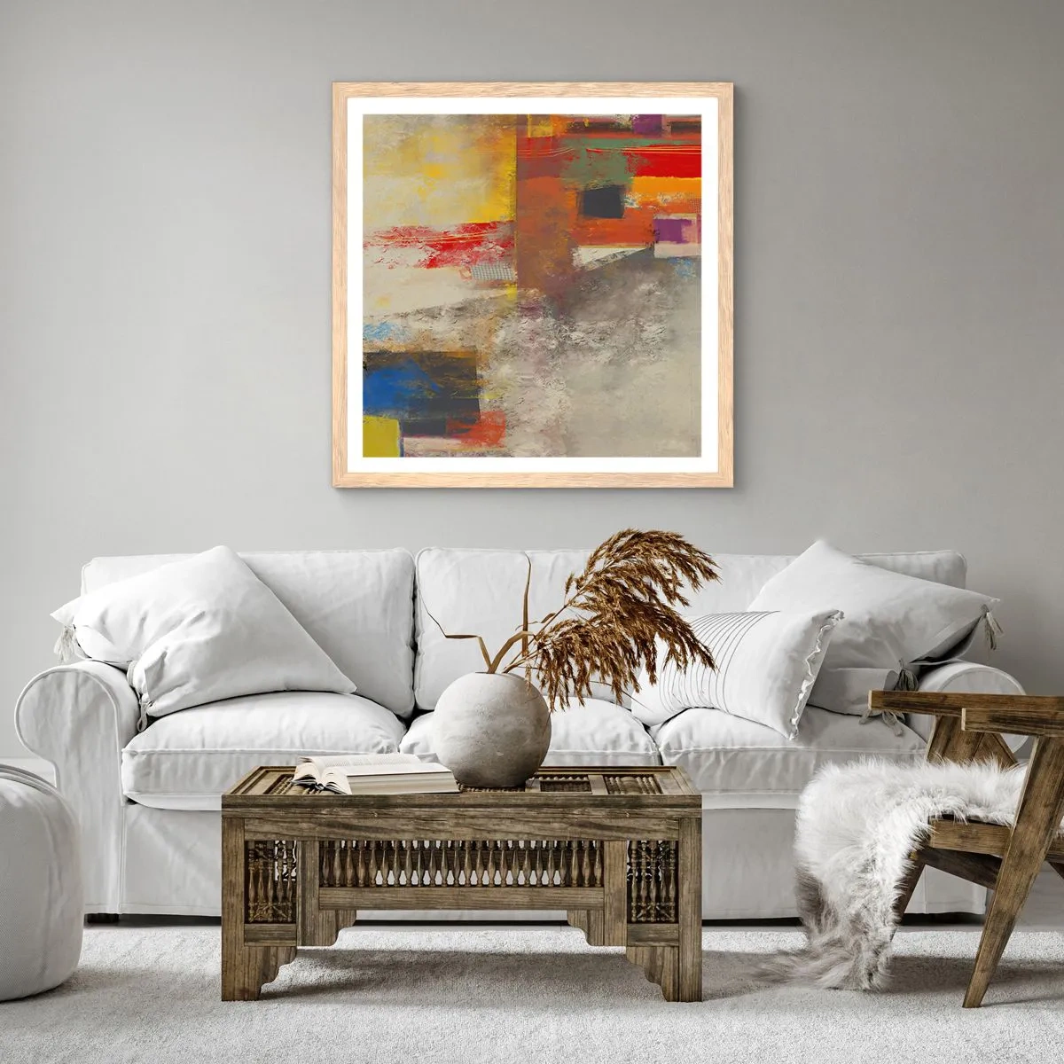 Affiche dans un chêne clair - Poster - Géométrie des couleurs - 60x60 cm