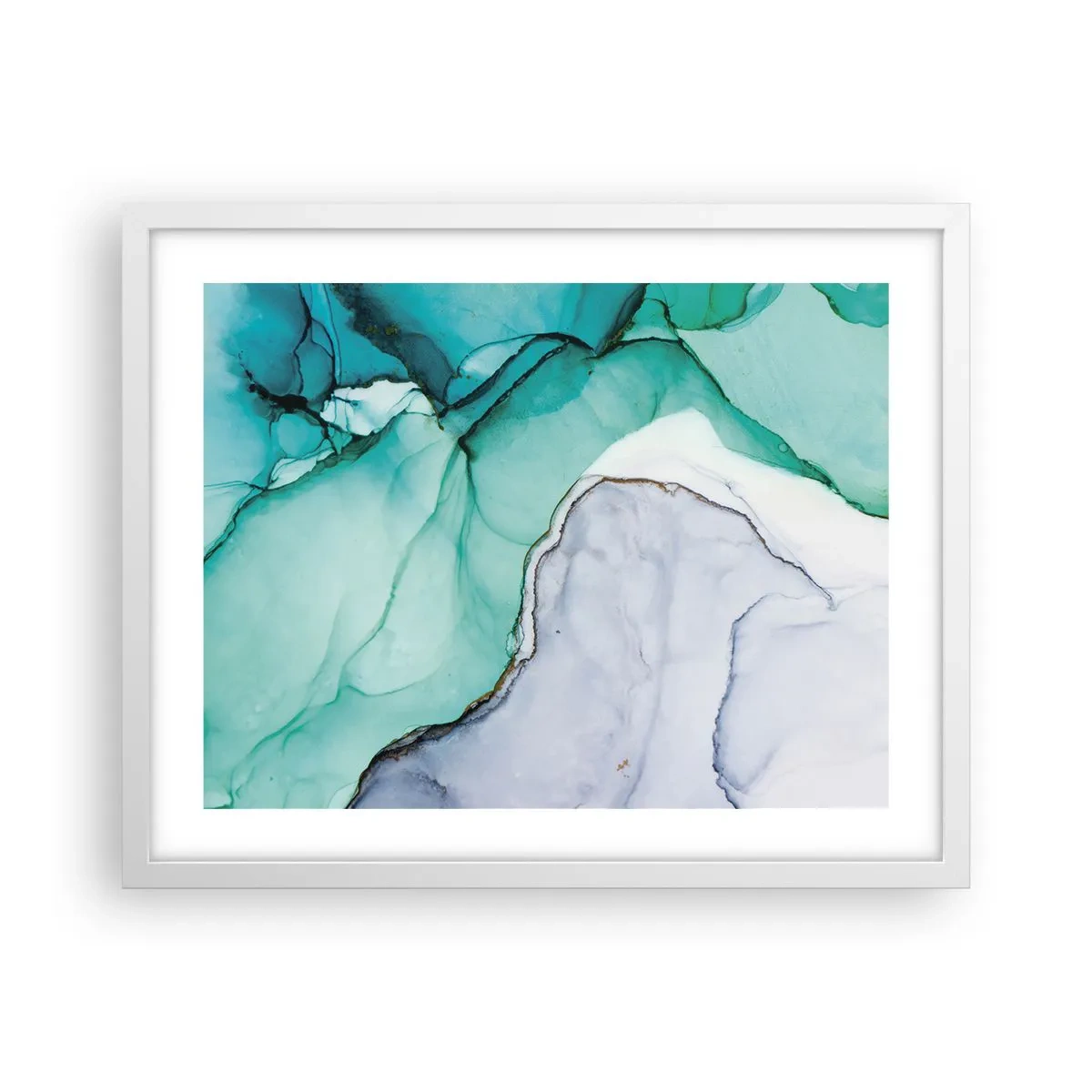 Affiche dans un cadre blanc - Poster - Étude de turquoise - 50x40 cm