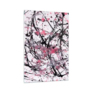 Impression sur verre - Image sur verre - Motif abstrait dans les tons de rose, noir et blanc - 70x100cm - La nature éphémère de la vie - Décoration murale moderne pour le salon et la chambre ARTTOR