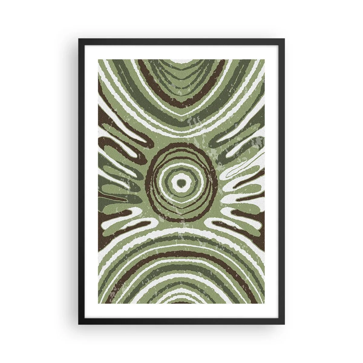 Affiche dans un cadre noir - Poster - Motif abstrait symétrique dans des tons de vert - 50x70cm - Une explosion d'émotions - Décoration murale moderne pour le salon et la chambre ARTTOR