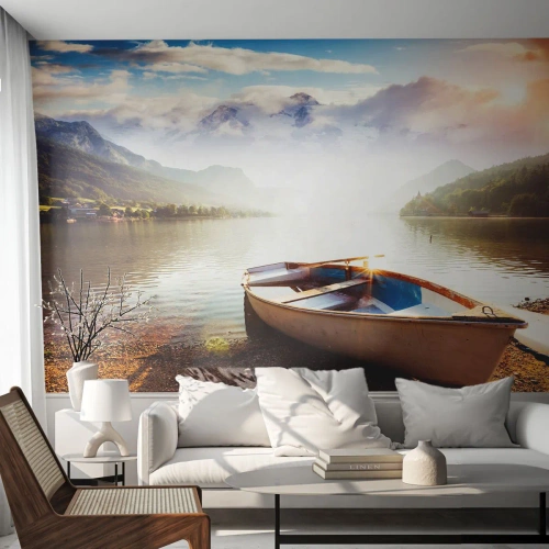 Papier Peint Photo Premium Sand - Au bord de la grande et limpide eau - Paysage, Lac, Montagnes - 500x350 cm