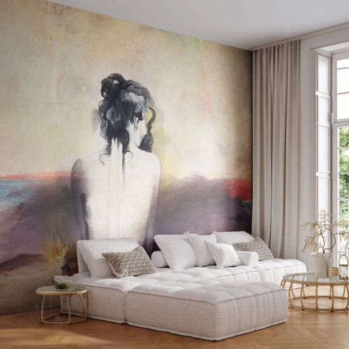 Papier Peint Photo Premium Sand - Lignes lisses, formes ovales - Femme, Corps, Morceau - 300x210 cm