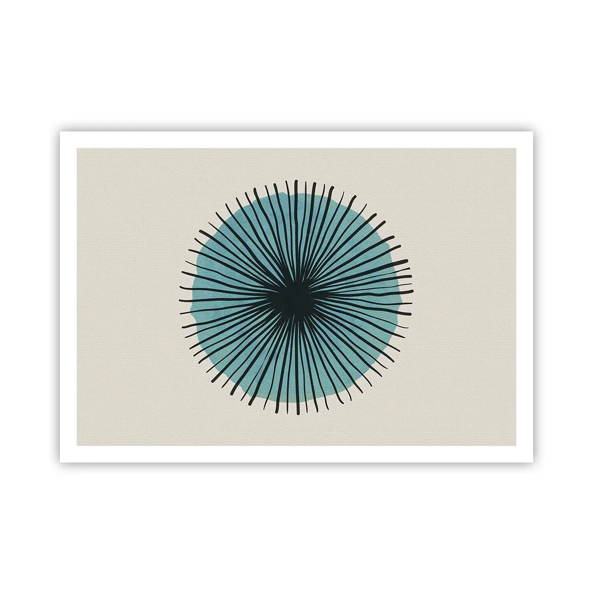 Affiche - Poster - Forme circulaire abstraite avec des rayons bleus - 100x70cm - Rayonnant dans l'azur - Décoration murale moderne pour le salon et la chambre ARTTOR