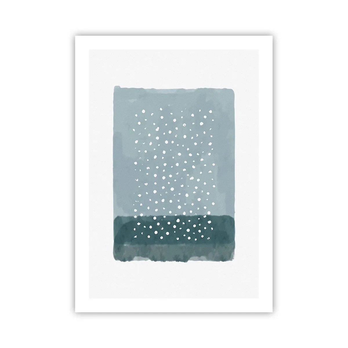 Affiche - Poster - Une composition abstraite avec des points blancs sur fond bleu. - 50x70cm - Évolution de bleus - Décoration murale moderne pour le salon et la chambre ARTTOR