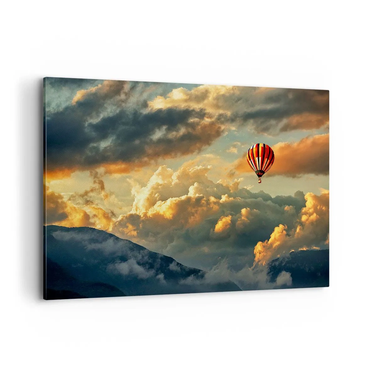 Impression sur toile - Image sur toile - Un ballon sur fond de nuages dramatiques - 100x70cm - Je vole parce que je veux - Décoration murale moderne pour le salon et la chambre ARTTOR
