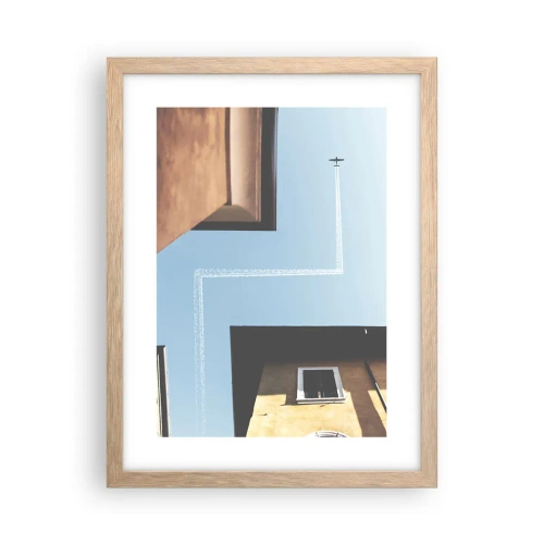 Affiche dans un chêne clair - Poster - Au-dessus du labyrinthe de la ville - 30x40 cm