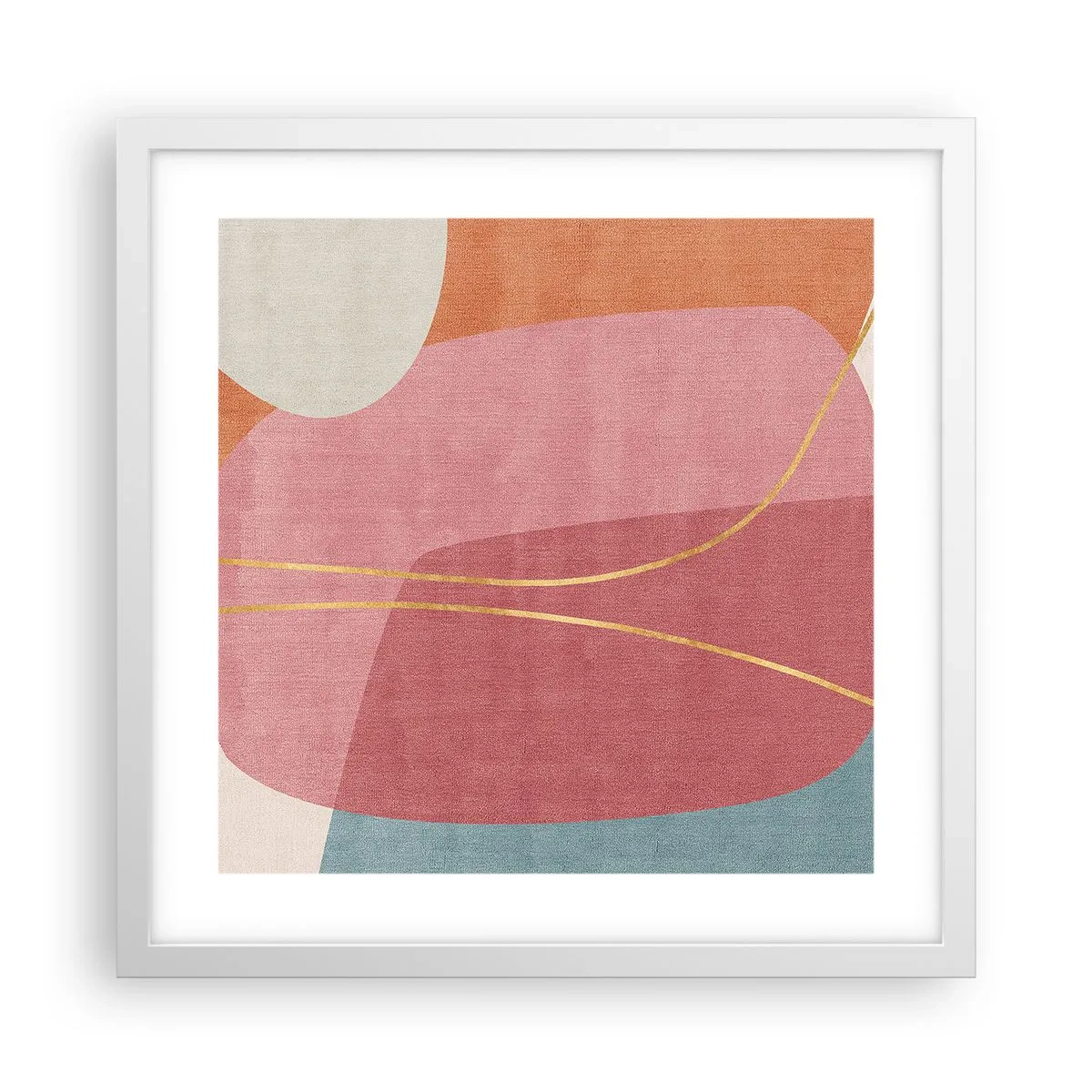 Affiche dans un cadre blanc - Poster - Composition pastel au fil d'or - 40x40 cm