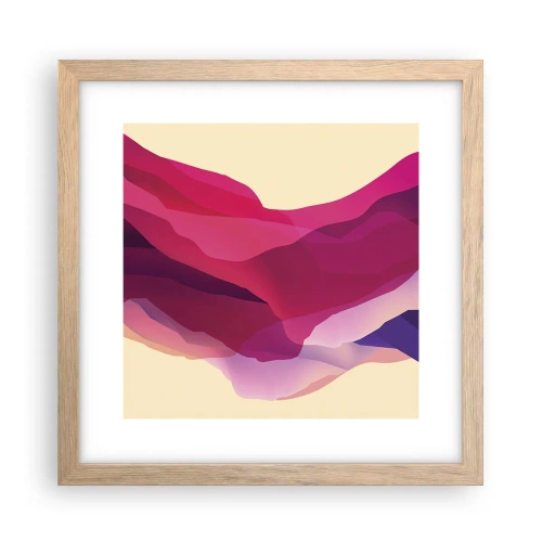 Affiche dans un chêne clair - Poster - Vagues pourpre - 30x30 cm