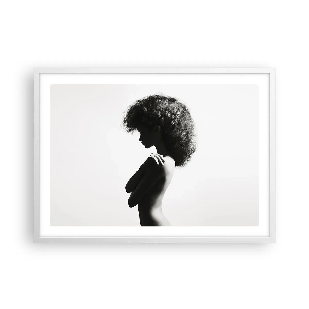 Affiche dans un cadre blanc - Poster - Comme une fleur au bout d'une fine tige - 70x50 cm