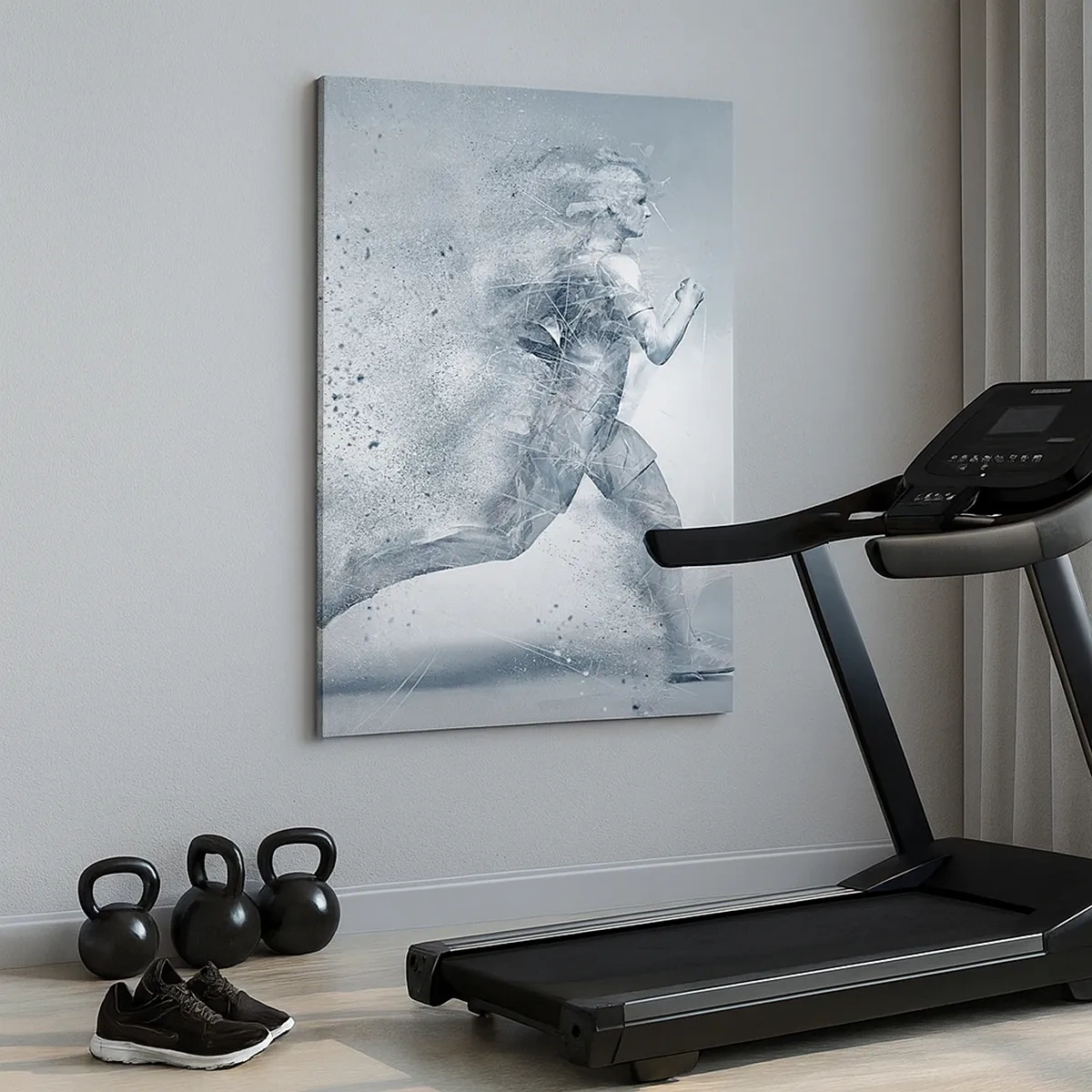 Impression sur toile - Image sur toile - Une figure dynamique courant dans un style abstrait - 50x70cm - Une énergie cristalline - Décoration murale moderne pour le salon et la chambre ARTTOR