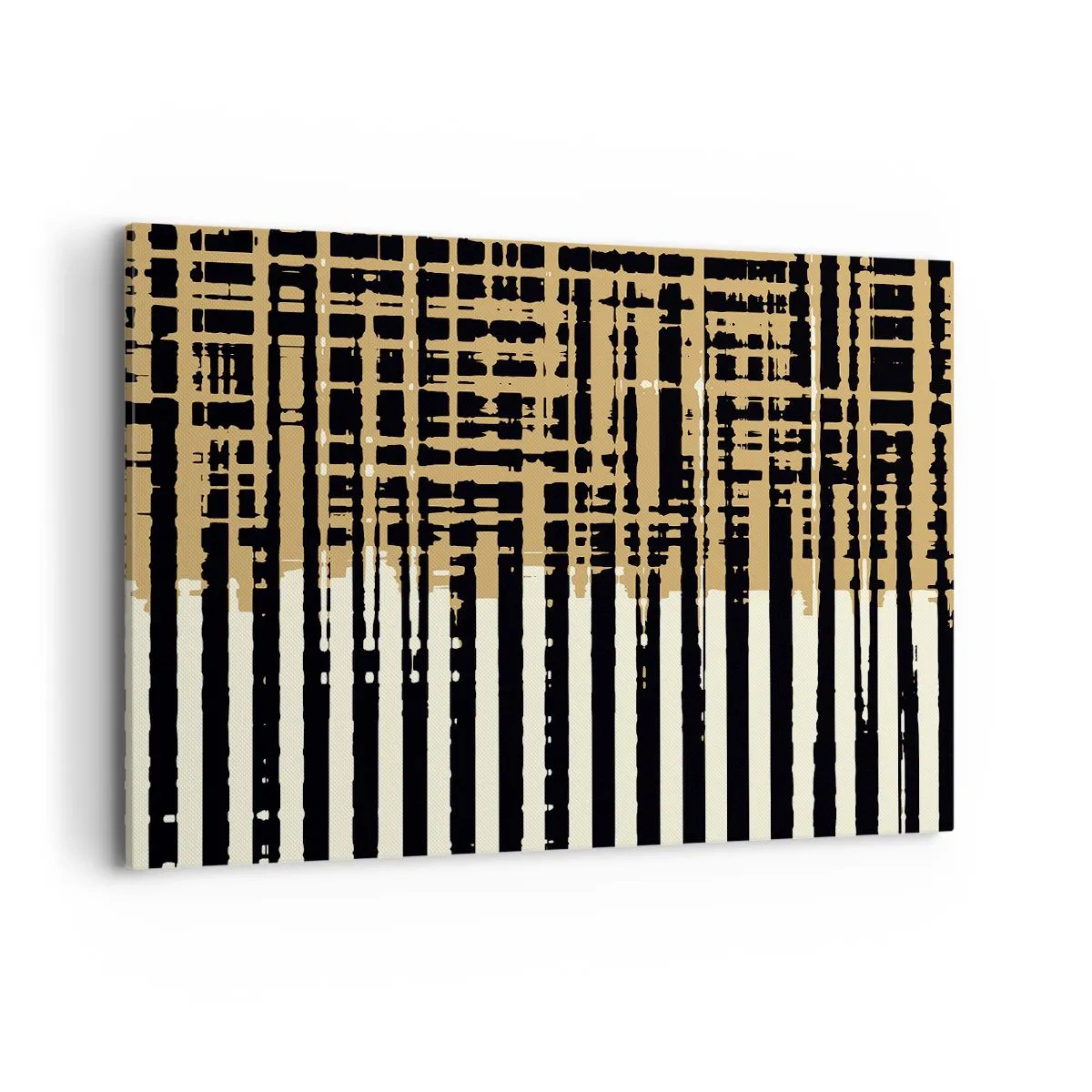 Impression sur toile - Image sur toile - Lignes abstraites en noir, beige et blanc - 120x80cm - Abstraction architecturale - Décoration murale moderne pour le salon et la chambre ARTTOR