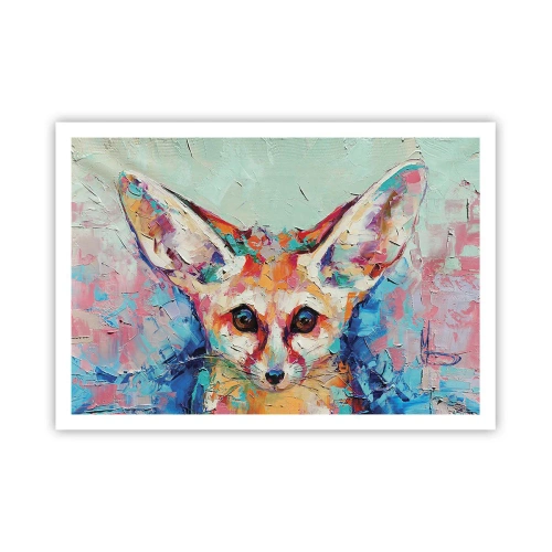 Affiche - Poster - Un portrait coloré d'un renard fennec dans le style d'une peinture expressive. - 100x70cm - Etes-vous prêts pour moi? - Décoration murale moderne pour le salon et la chambre ARTTOR