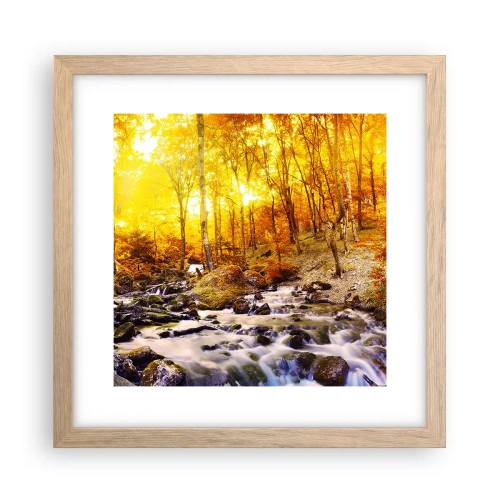 Affiche dans un chêne clair - Poster - Pierres serties d'or et de platine - 30x30 cm