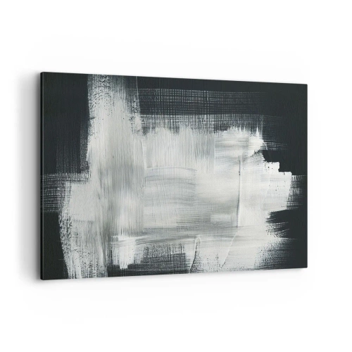 Impression sur toile - Image sur toile - Traits abstraits blancs sur fond sombre - 120x80cm - Tissé à la verticale et à l'horizontale - Décoration murale moderne pour le salon et la chambre ARTTOR