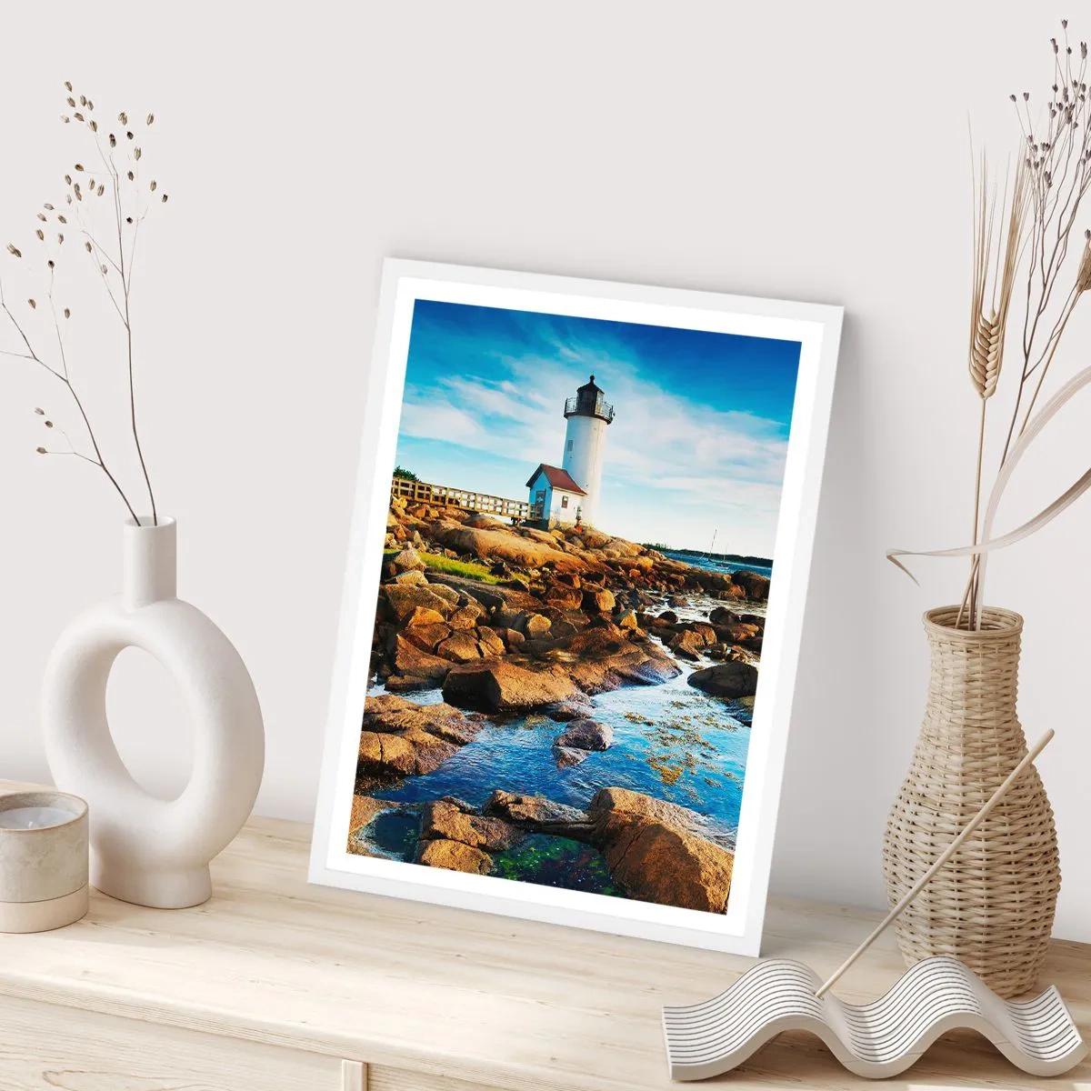 Affiche dans un cadre blanc - Poster - Revenez heureux, j'attends - 70x100 cm