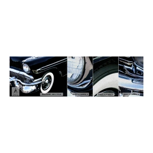 Échantillon de Papier Peint Premium Sand - Classique en argent, noir et blanc - Automobile, Voiture, blanc et noir - 100x30 cm