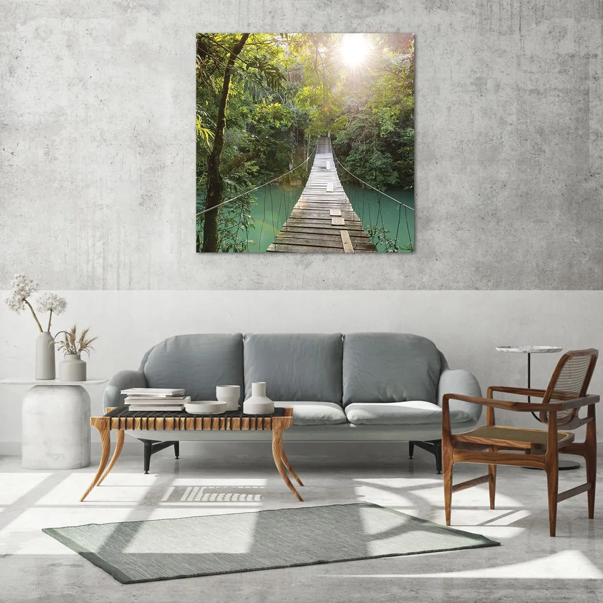 Impression sur verre - Image sur verre - De l'eau azur à la forêt azur - 30x30 cm