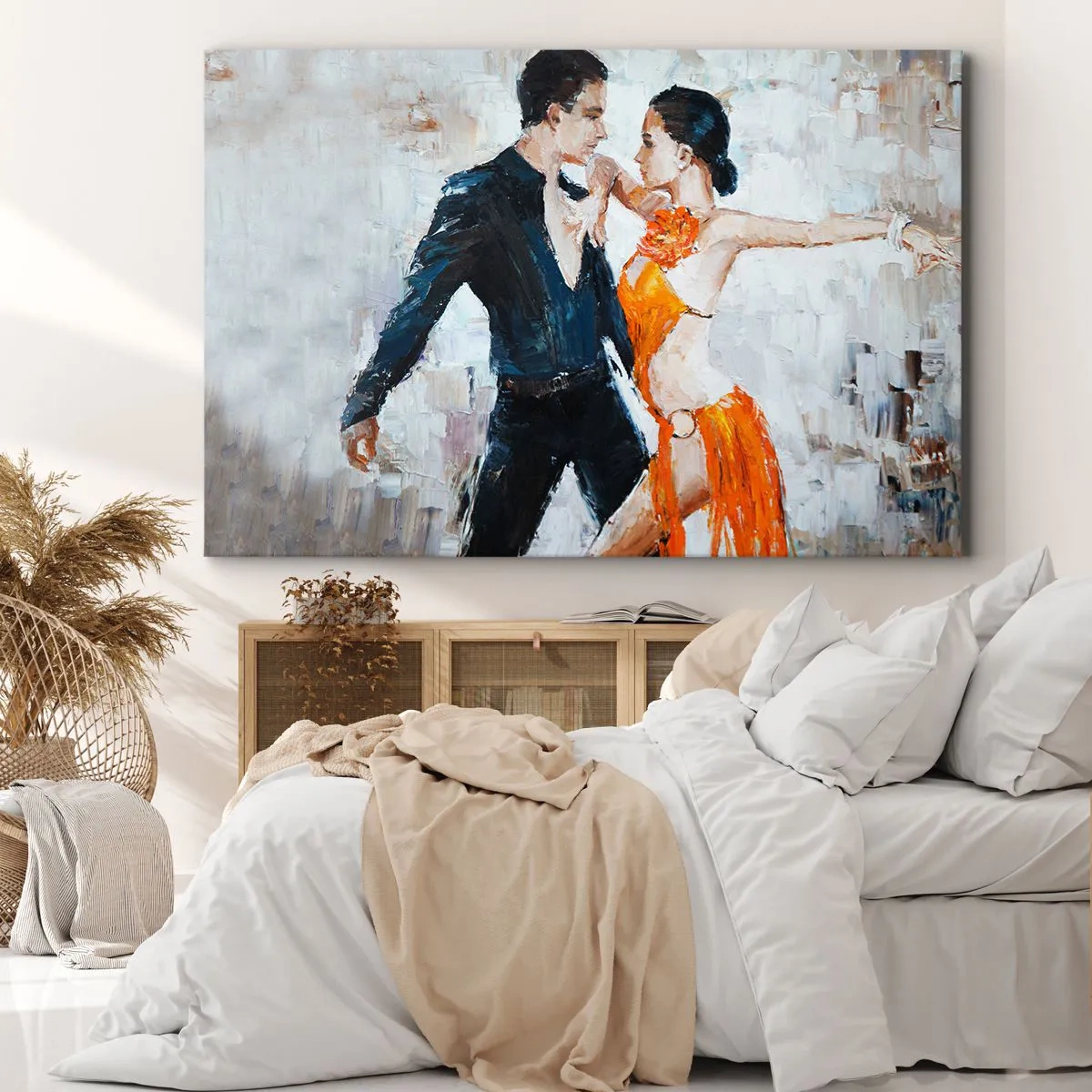 Impression sur toile - Image sur toile - Un couple dynamique dansant dans un style latino-américain. - 100x70cm - Dirty dancing - Décoration murale moderne pour le salon et la chambre ARTTOR