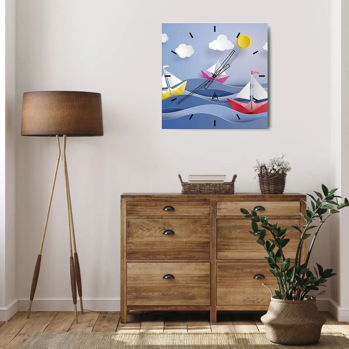 Horloge murale - Pendule murale - Ah qu'il est agréable de se balancer dans les vagues - 40x40 cm