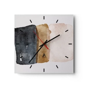 Horloge murale - Pendule murale - Une composition minimaliste de trois rectangles aux tons terreux. - 30x30cm - Composition de couleurs de la terre - Décoration murale moderne pour le salon et la chambre ARTTOR