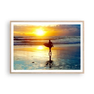 Affiche dans un chêne clair - Poster - Le retour du guerrier - 100x70 cm