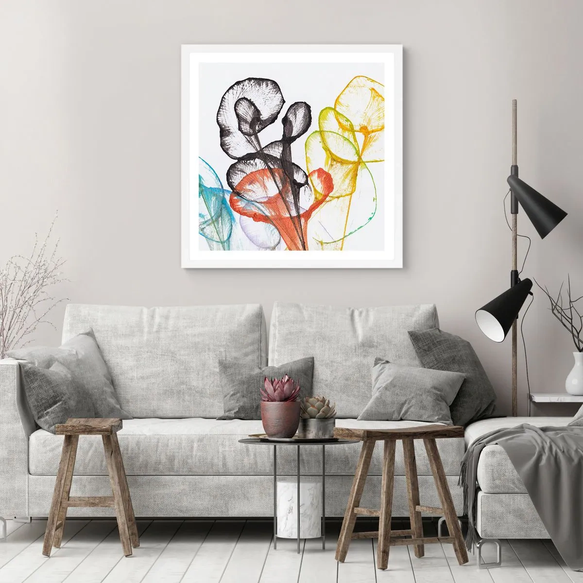 Affiche dans un cadre blanc - Poster - Fleurs avec une âme - 60x60 cm