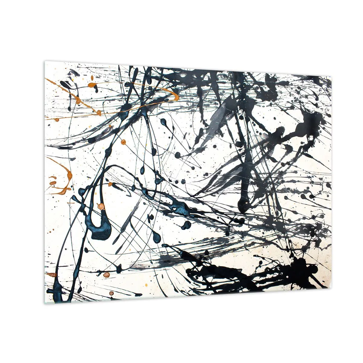 Impression sur verre - Image sur verre - Éclaboussures de peinture dynamiques sur fond blanc - 70x50cm - Abstraction expressionniste - Décoration murale moderne pour le salon et la chambre ARTTOR