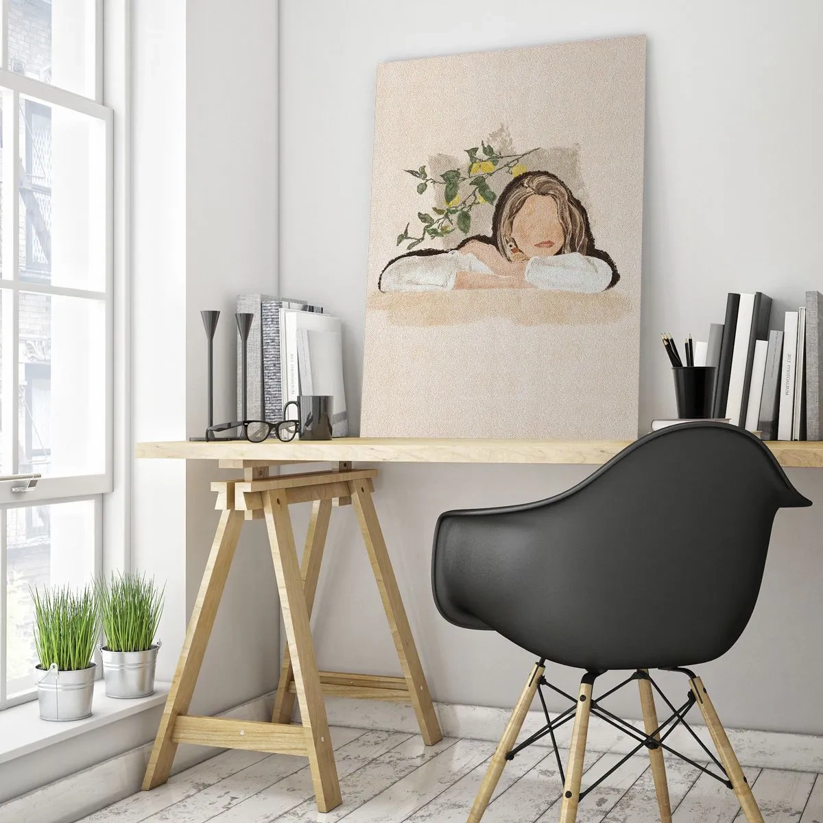 Impression sur verre - Image sur verre - La figure d'une femme sur fond de citronnier - 80x120cm - La beauté du sud - Décoration murale moderne pour le salon et la chambre ARTTOR