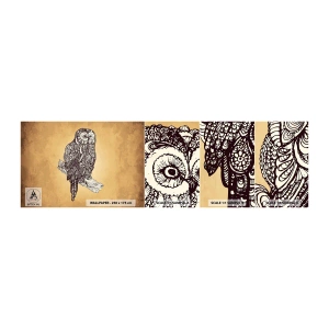 Échantillon De Papier Peint Standard Eco - Ornements complexes de sagesse - Hibou, Oiseau, Animal - 100x30 cm