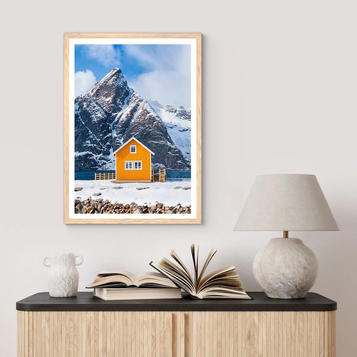 Affiche dans un chêne clair - Poster - Vacances scandinaves - 70x100 cm