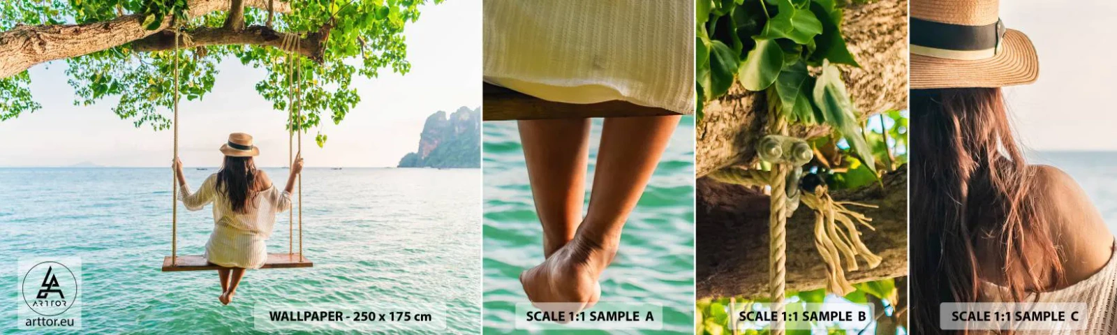 Échantillon De Papier Peint Standard Eco - La vie est belle - Relaxation, Balançoire, Femme - 100x30 cm