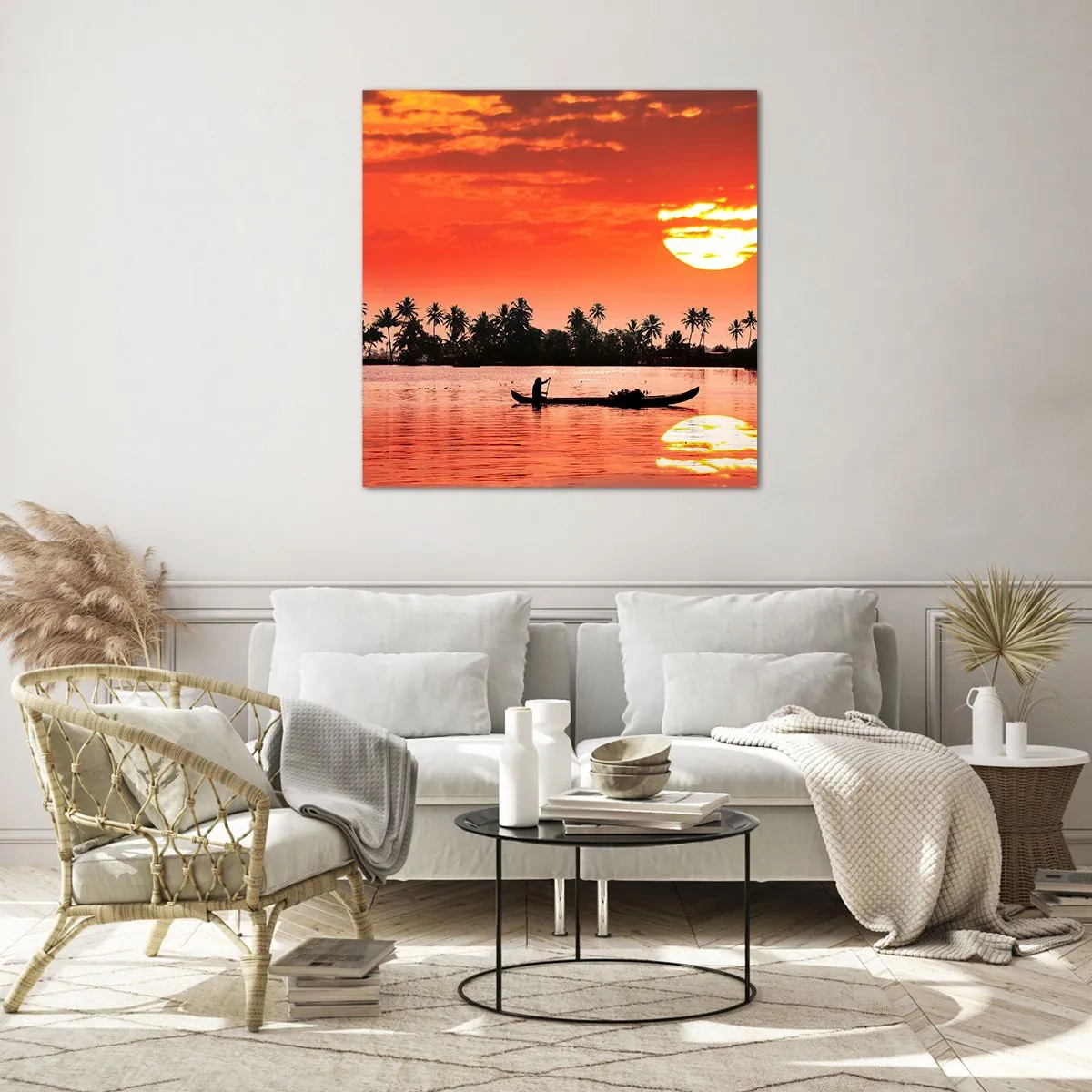 Impression sur verre - Image sur verre - La tranquillité des tropiques au coucher du soleil - 70x70 cm
