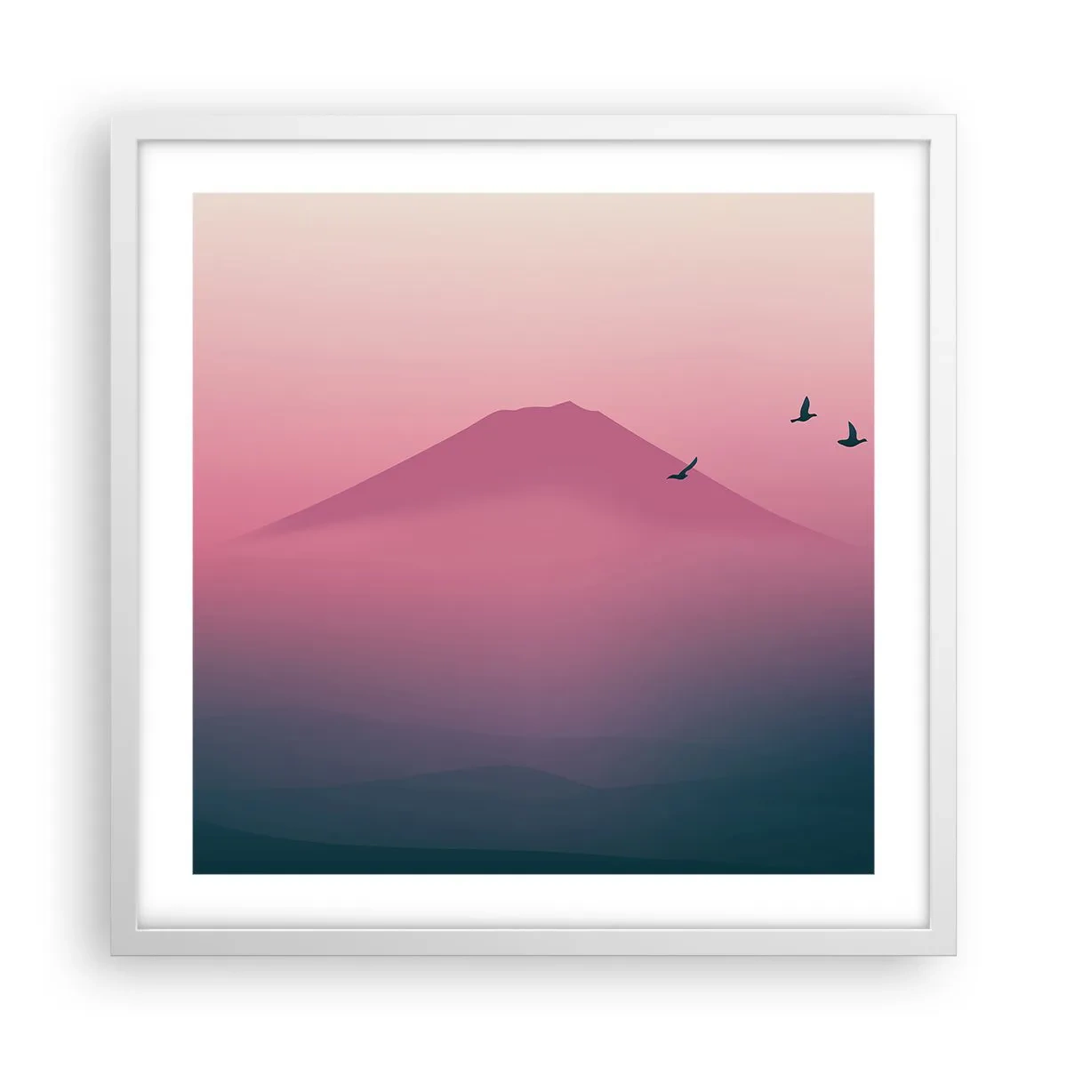 Affiche dans un cadre blanc - Poster - Des pèlerins au dessus des nuages - 50x50 cm