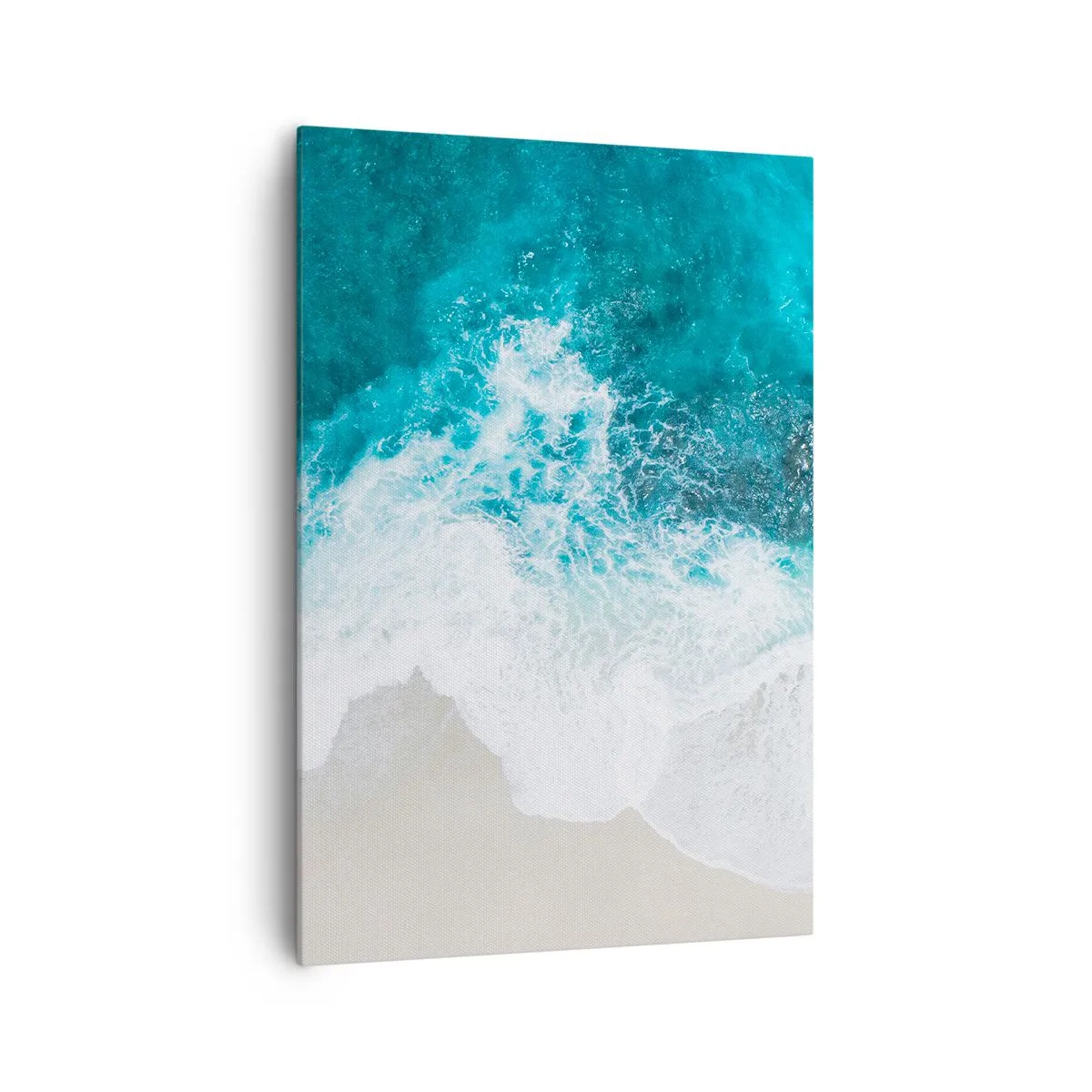 Impression sur toile - Image sur toile - Vagues turquoise de l'océan sur du sable clair - 70x100cm - Caresse naturelle - Décoration murale moderne pour le salon et la chambre ARTTOR