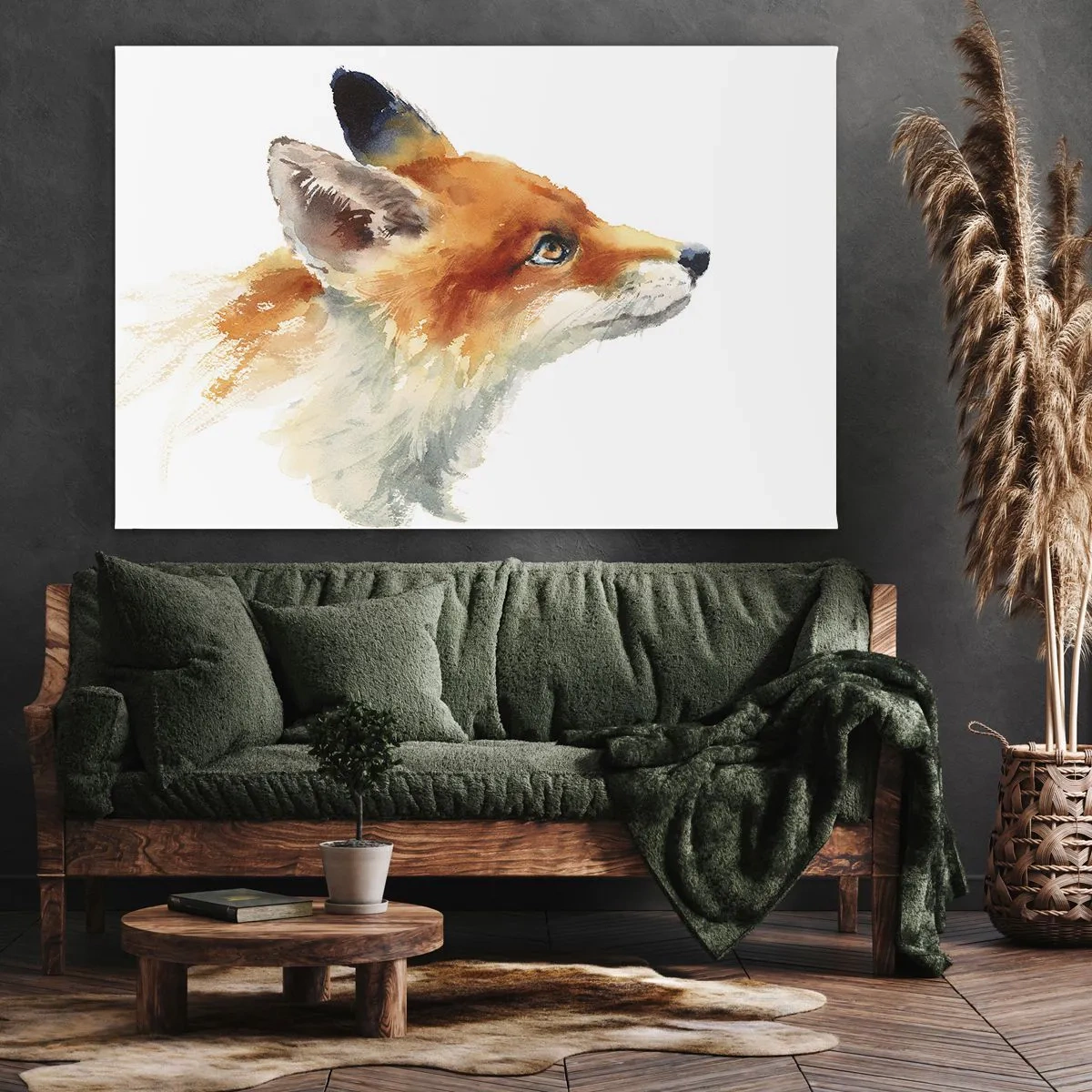 Impression sur toile - Image sur toile - Renard roux en style aquarelle sur fond blanc - 70x50cm - Vous ne pouvez jamais être trop prudent - Décoration murale moderne pour le salon et la chambre ARTTOR