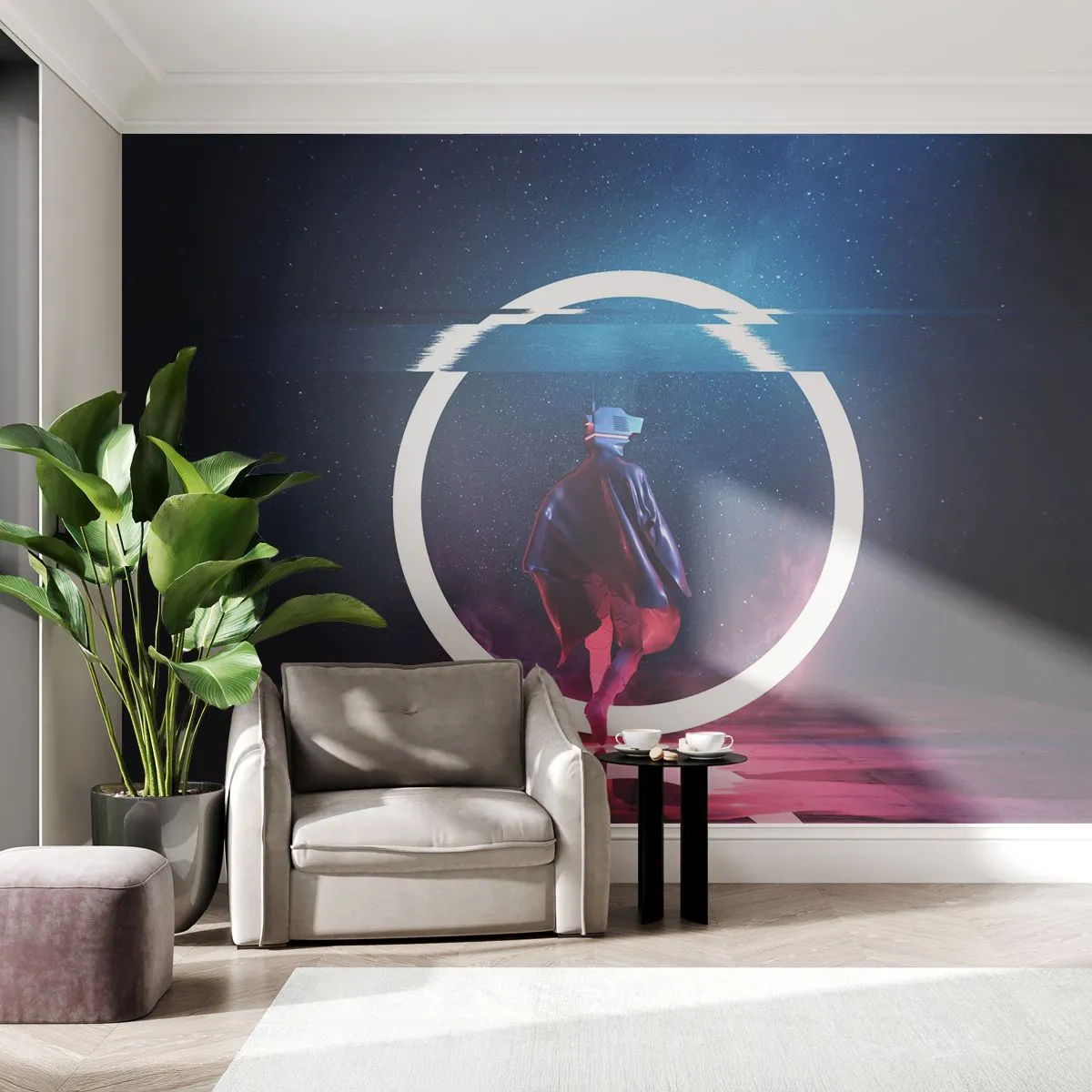 Papier Peint Photo Standard Eco - Entre deux mondes - Futuriste, Astronaute, Cosmos - 150x105 cm