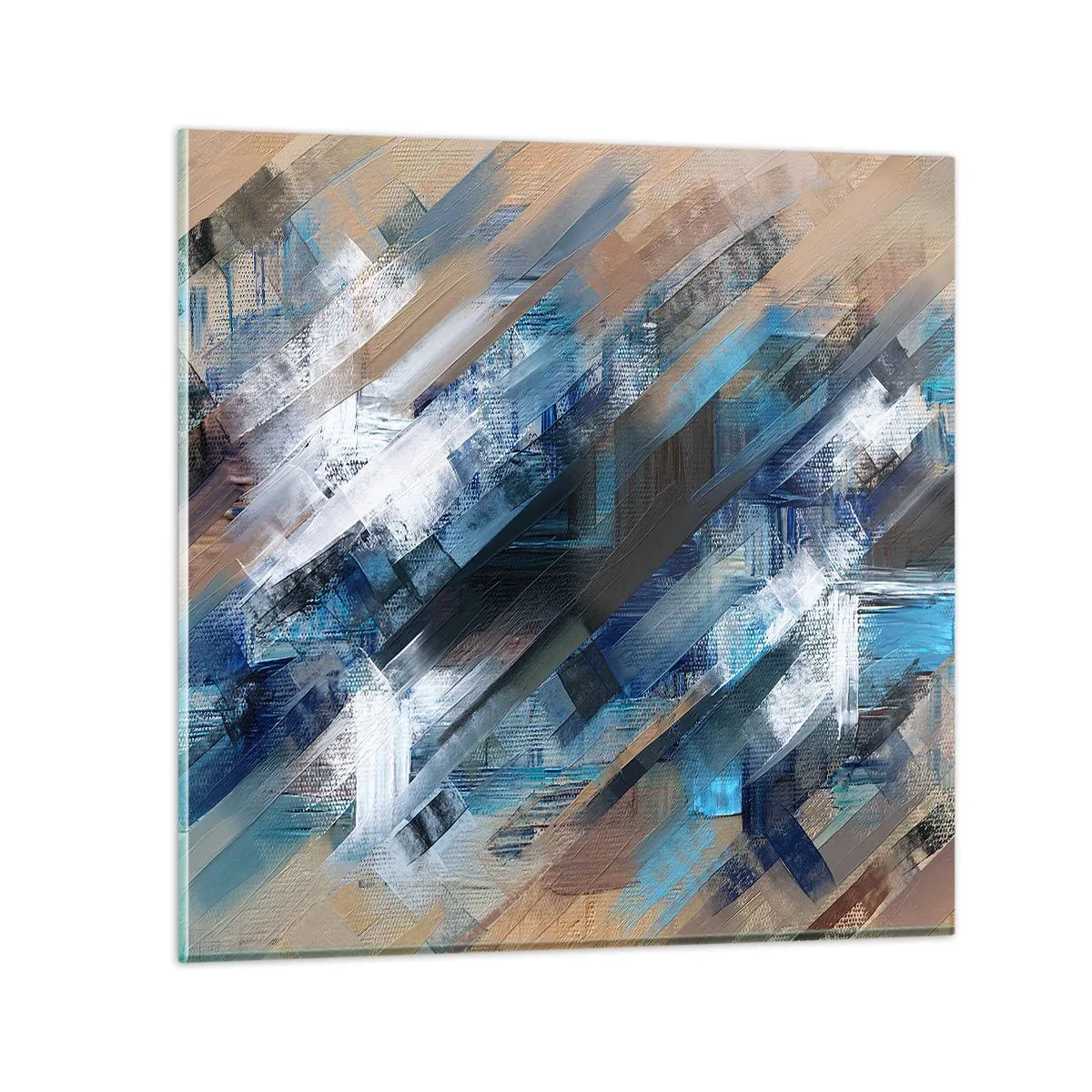 Impression sur verre - Image sur verre - Diagonale de bleus - 40x40 cm