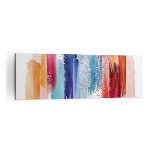 Impression sur toile - Image sur toile - Coups de pinceau colorés sur fond blanc - 160x50cm - En haut et en bas - Décoration murale moderne pour le salon et la chambre ARTTOR