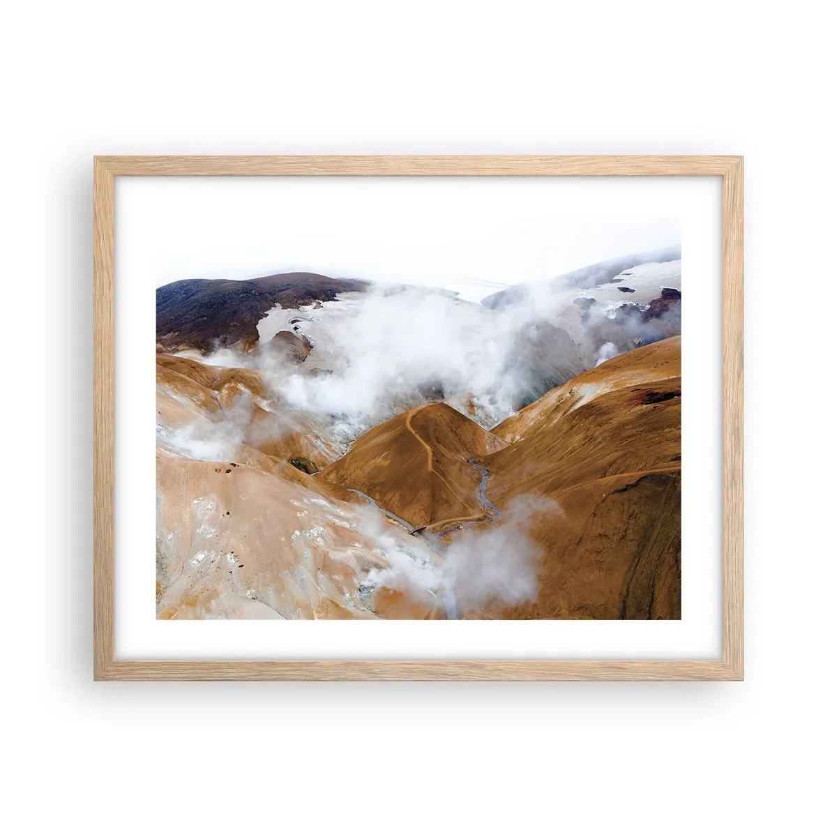 Affiche dans un chêne clair - Poster - Le charme brut de l'Islande - 50x40 cm