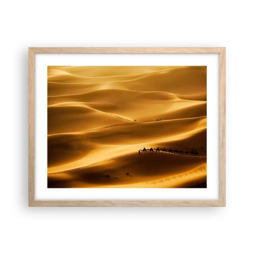 Affiche dans un chêne clair - Poster - Caravane sur les vagues du désert - 50x40 cm