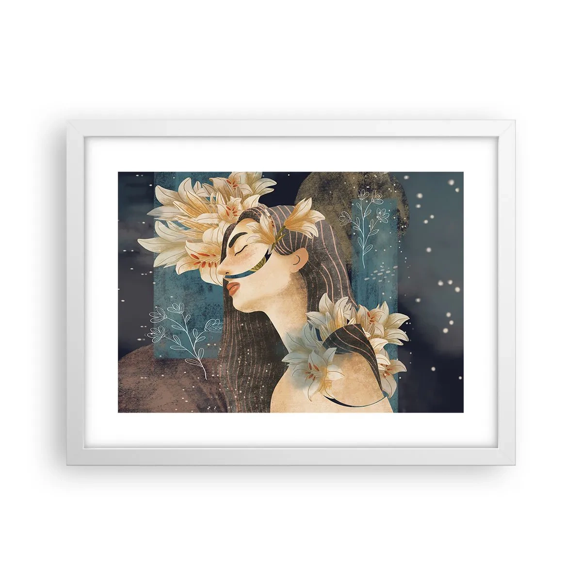 Affiche dans un cadre blanc - Poster - Conte de fée sur la princesse lilas - 40x30 cm