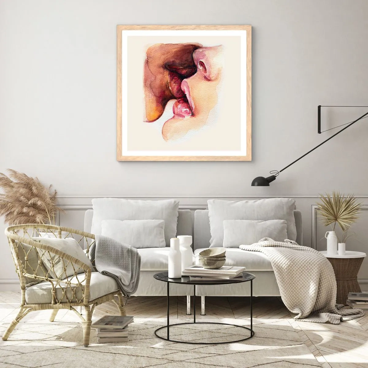 Affiche dans un chêne clair - Poster - Comme le jour et la nuit, la terre et le ciel - 30x30 cm