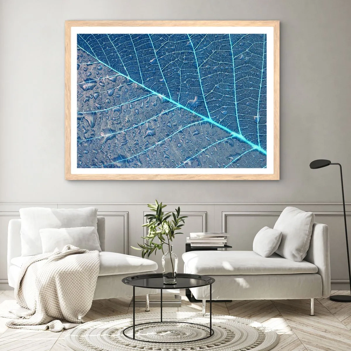 Affiche dans un chêne clair - Poster - La vie en bleu - 40x30 cm