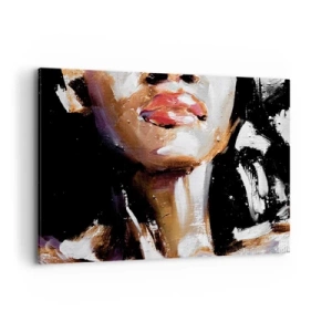 Impression sur toile - Image sur toile - Portrait d'une femme dans un style pictural expressif sur un fond sombre - 120x80cm - Fierté sans préjugés - Décoration murale moderne pour le salon et la chambre ARTTOR