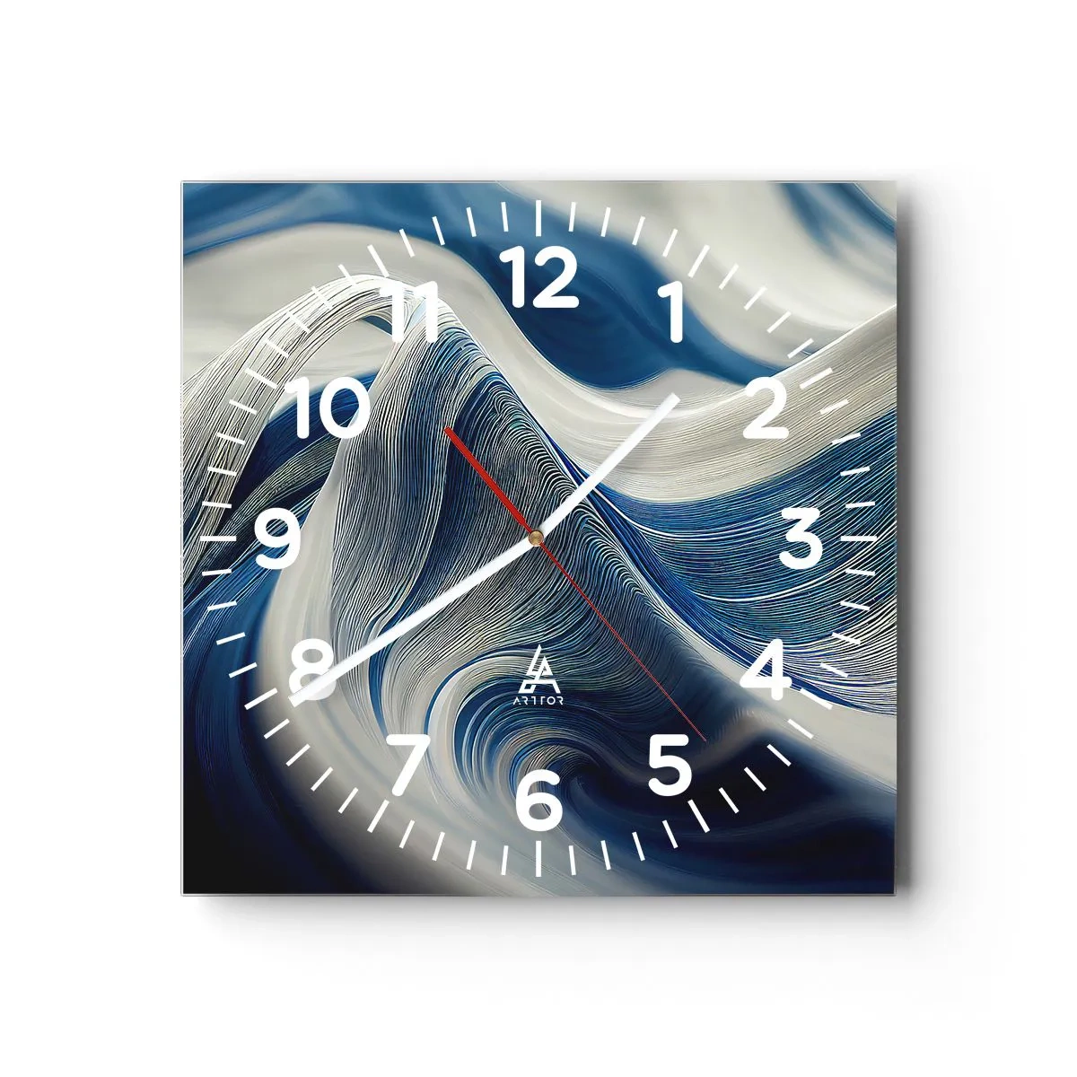 Horloge murale - Pendule murale - La fluidité du bleu et du blanc - 30x30 cm