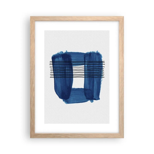 Affiche dans un chêne clair - Poster - Composition noire-bleue - 30x40 cm